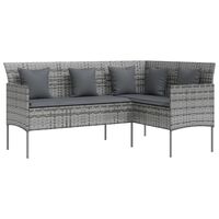 vidaXL Sofa in L-Form mit Kissen Poly Rattan Grau