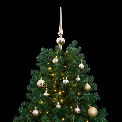 vidaXL Künstlicher Weihnachtsbaum Klappbar 300 LEDs & Kugeln 210 cm