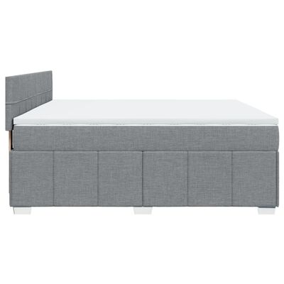 vidaXL Boxspringbett mit Matratze Hellgrau 200x200 cm Stoff