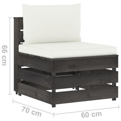 vidaXL 11-tlg. Garten-Lounge-Set mit Kissen Grau Imprägniertes Holz