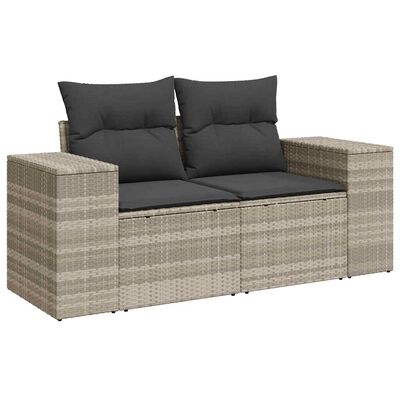 vidaXL 6-tlg. Garten-Sofagarnitur mit Kissen Hellgrau Poly Rattan