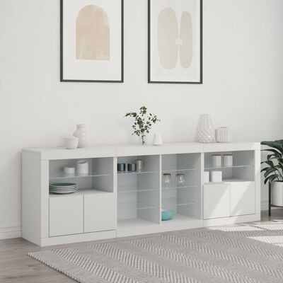 vidaXL Sideboard mit LED-Leuchten Weiß 202x37x67 cm