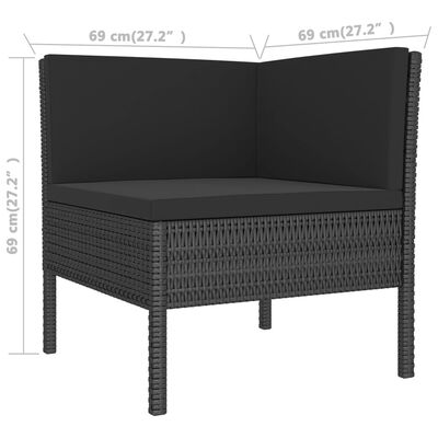 vidaXL 10-tlg. Garten-Lounge-Set mit Auflagen Poly Rattan Schwarz