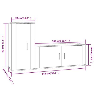 vidaXL 2-tlg. TV-Schrank-Set Räuchereiche Holzwerkstoff