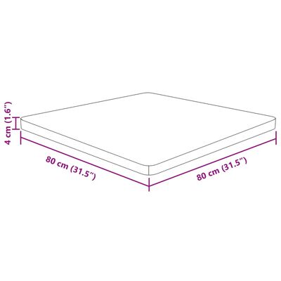 vidaXL Tischplatte Quadratisch 80x80x4 cm Eichenholz Unbehandelt