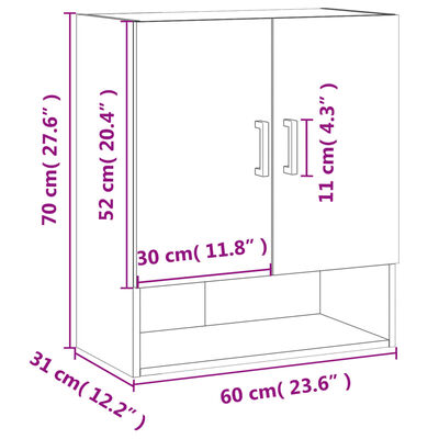 vidaXL Wandschrank Räuchereiche 60x31x70 cm Holzwerkstoff