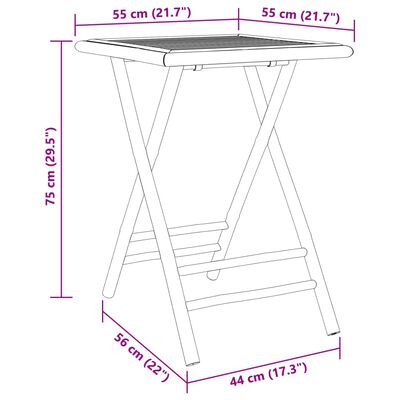 vidaXL 3-tlg. Bistro-Set Klappbar mit Dunkelgrauen Kissen Bambus