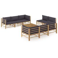 vidaXL 9-tlg. Garten-Lounge-Set mit Dunkelgrauen Kissen Bambus