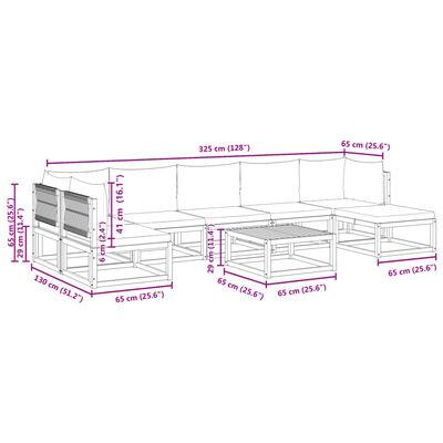 vidaXL 8-tlg. Garten-Sofagarnitur mit Kissen Massivholz Akazie