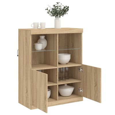 vidaXL Sideboard mit LED-Leuchten Sonoma-Eiche 81x37x100 cm