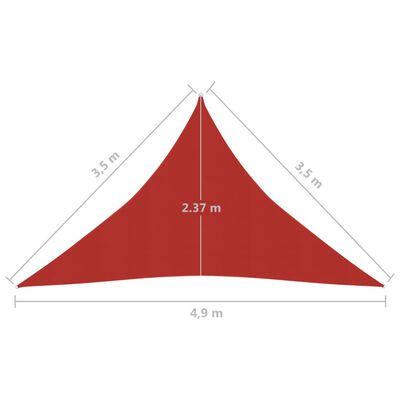 vidaXL Sonnensegel 160 g/m² Rot 3,5x3,5x4,9 m HDPE