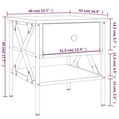 vidaXL Nachttische 2 Stk. Räuchereiche 40x42x45 cm Holzwerkstoff