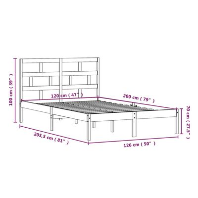 vidaXL Massivholzbett Schwarz Kiefer 120x200 cm