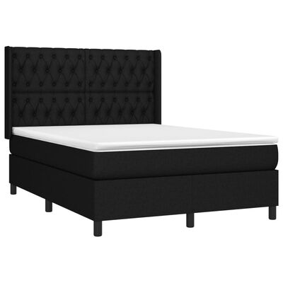 vidaXL Boxspringbett mit Matratze & LED Schwarz 140x200 cm Stoff