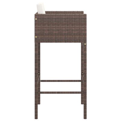 vidaXL Barhocker 2 Stk. mit Kissen Braun Poly Rattan