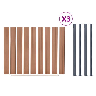 vidaXL Zaunelement-Set Braun 526x186 cm WPC