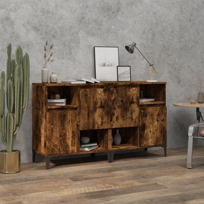 vidaXL Sideboards 2 Stk. Räuchereiche 60x35x70 cm Holzwerkstoff