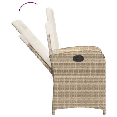 vidaXL Gartensessel mit Kissen 2 Stk. Verstellbar Beige Poly Rattan