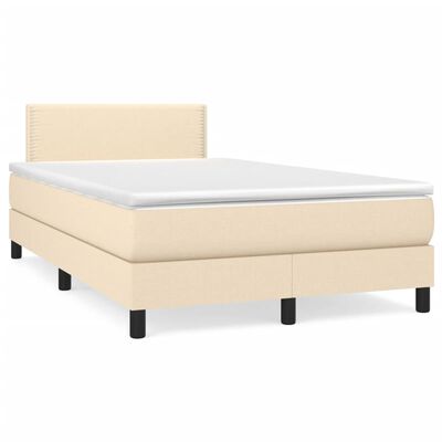 vidaXL Boxspringbett mit Matratze & LED Creme 120x190 cm Stoff