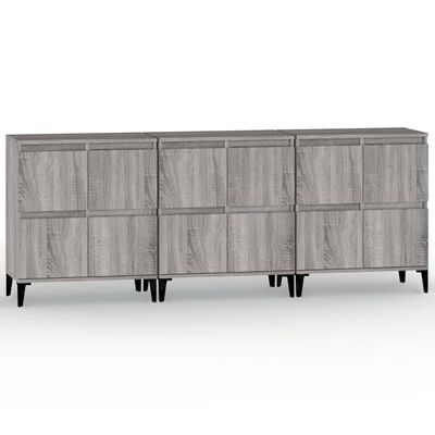 vidaXL Sideboards 3 Stk. Grau Sonoma 60x35x70 cm Holzwerkstoff