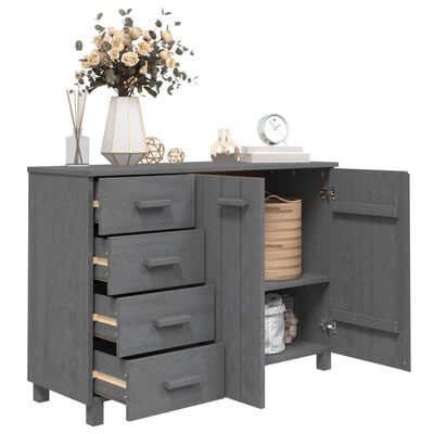 vidaXL Sideboard HAMAR Dunkelgrau 113x40x80 cm Massivholz Kiefer