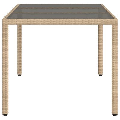 vidaXL Gartentisch mit Glasplatte Beige 150x90x75 cm Poly Rattan