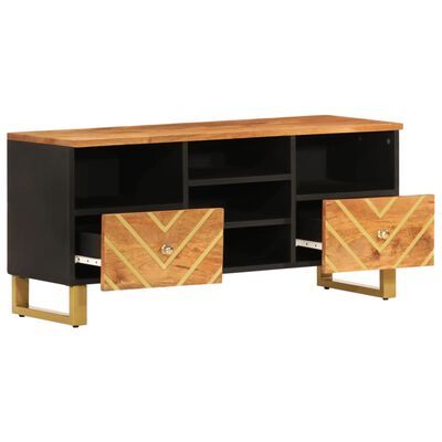 vidaXL TV-Schrank Braun und Schwarz 100x33,5x46 cm Massivholz Mango