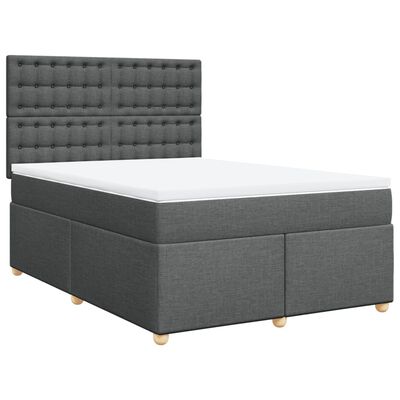 vidaXL Boxspringbett mit Matratze Dunkelgrau 160x200 cm Stoff