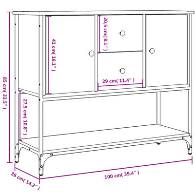 vidaXL Sideboard Schwarz 100x36x85 cm Holzwerkstoff