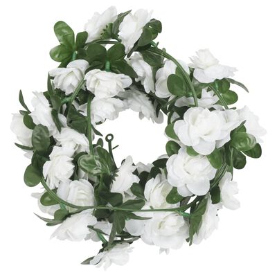 vidaXL Weihnachtskränze Blumen 6 Stk. Weiß 240 cm