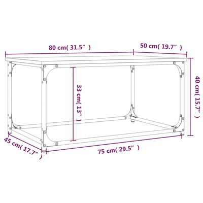 vidaXL Couchtisch Sonoma-Eiche 80x50x40 cm Holzwerkstoff und Eisen