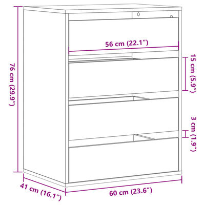 vidaXL Kommode Betongrau 60x41x76 cm Holzwerkstoff