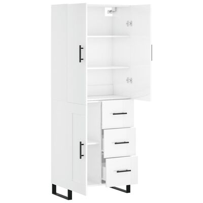 vidaXL Highboard Hochglanz-Weiß 69,5x34x180 cm Holzwerkstoff