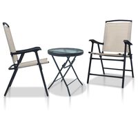 vidaXL 3-tlg. Bistro-Set Cremeweiß Stahl