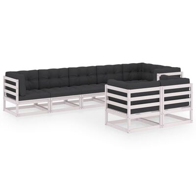 vidaXL 8-tlg. Garten-Lounge-Set mit Kissen Massivholz Kiefer