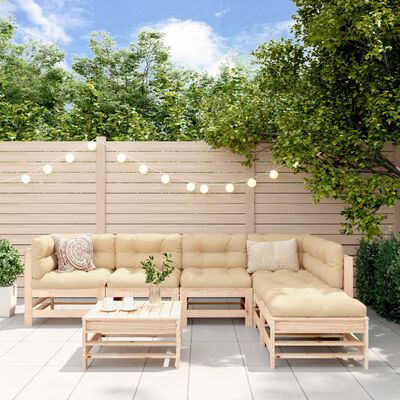 vidaXL 7-tlg. Garten-Lounge-Set mit Kissen Massivholz