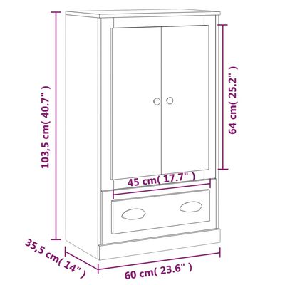 vidaXL Highboard Hochglanz-Weiß 60x35,5x103,5 cm Holzwerkstoff