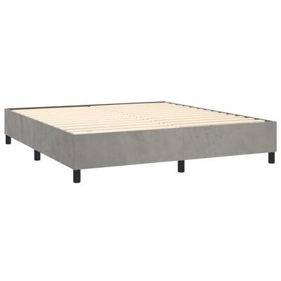 vidaXL Boxspringbett mit Matratze Hellgrau 180x200 cm Samt