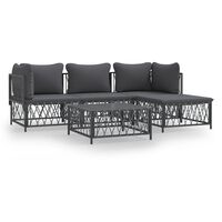 vidaXL 5-tlg. Garten-Lounge-Set mit Kissen Anthrazit Stahl