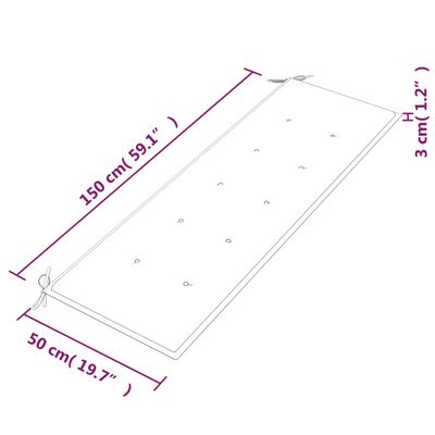 vidaXL Batavia-Bank mit Creme Kissen 150 cm Massivholz Teak