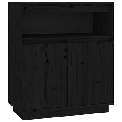 vidaXL Sideboard Schwarz 70x34x80 cm Massivholz Kiefer