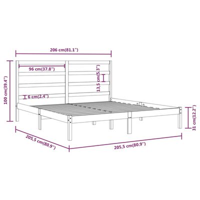 vidaXL Massivholzbett ohne Matratze 200x200 cm Kiefer