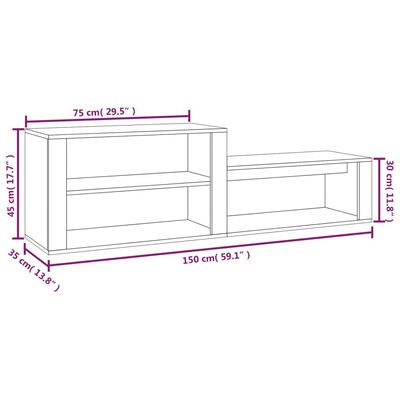 vidaXL Schuhschrank Sonoma-Eiche 150x35x45 cm Holzwerkstoff