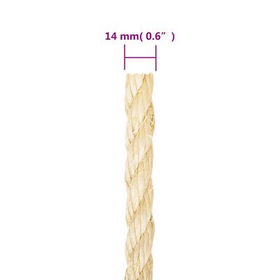 vidaXL Seil 100% Sisal 14 mm 25 m