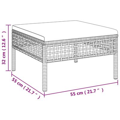 vidaXL 3-tlg. Garten-Lounge-Set mit Kissen Grau Poly Rattan