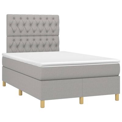 vidaXL Boxspringbett mit Matratze Hellgrau 120x200 cm Stoff