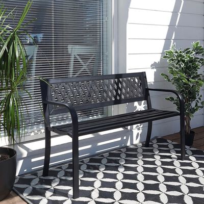 ProGarden Gartenbank Stahl 119x50x75 cm Schwarz