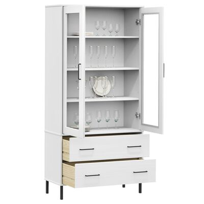 vidaXL Bücherschrank OSLO Metallbeine Weiß 85x35x172,5 cm Massivholz