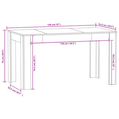 vidaXL Esstisch Schwarz 140x74,5x76 cm Holzwerkstoff