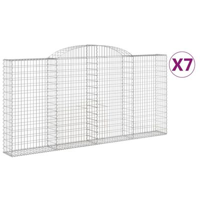 vidaXL Gabionen mit Hochbogen 7 Stk. 300x30x140/160cm Verzinktes Eisen